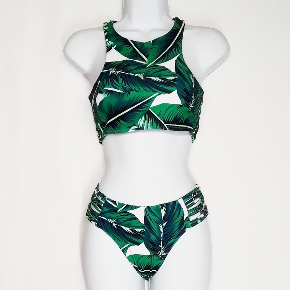 Cupshe Other - Cupshe Palm Tree Leaves 2 pc Bathing Suit M NWT